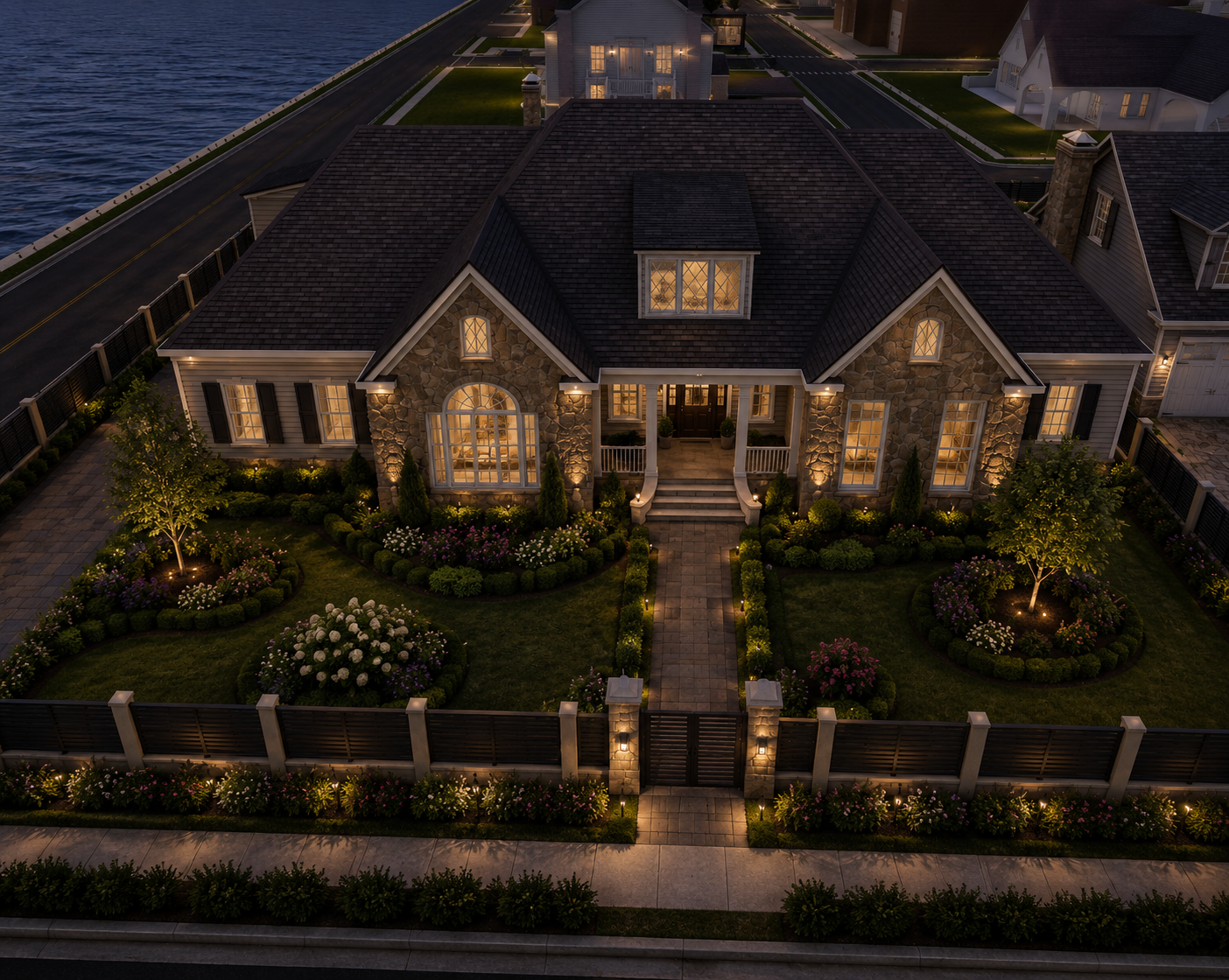 Stone front Edgewater home